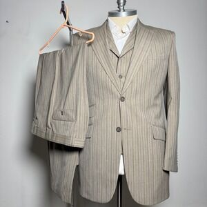 Steven Land Mens 42R Chester Suit Super 150s Wool Pinstripe 3 Piece
